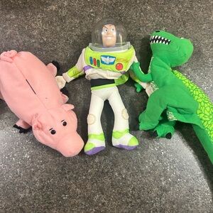 Disney's TOY STORY Buzz Lightyear, Hamm and Rex Plush Puppets Burger King 1995